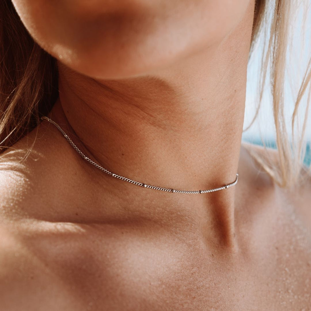 18K Gold Plated Capri Beaded Ball Choker Necklace
