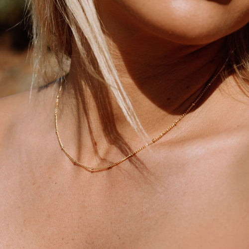 18K Gold Plated Capri Beaded Ball Choker Necklace