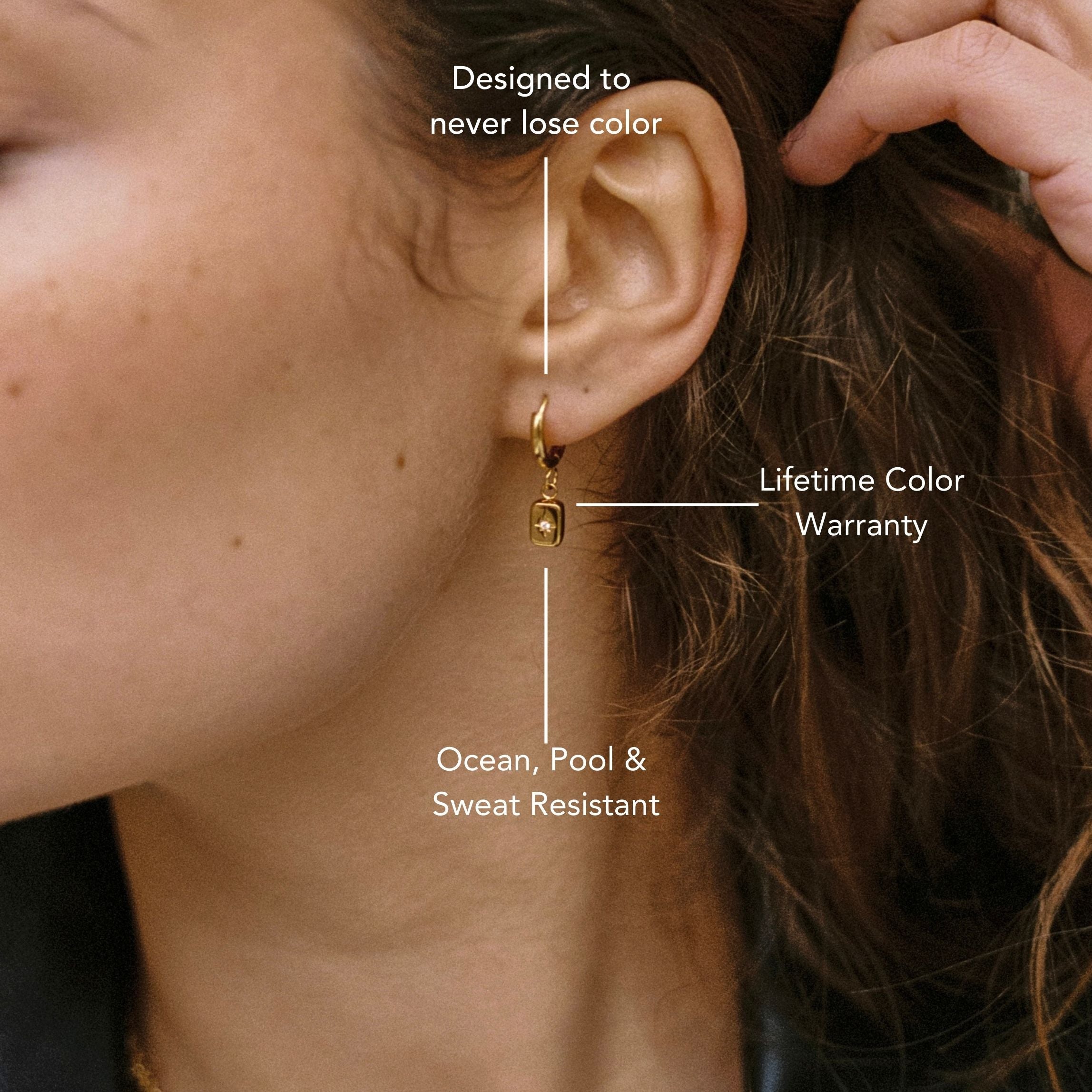 18K Gold Plated Celestial Star Zircon Charm Hoops