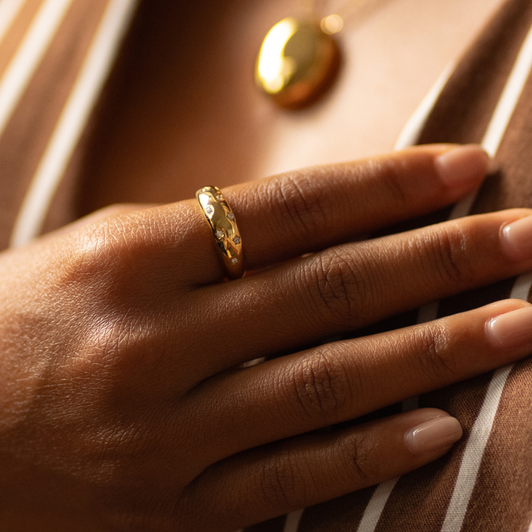 18K Gold Plated Milky Way Crystal Band Ring