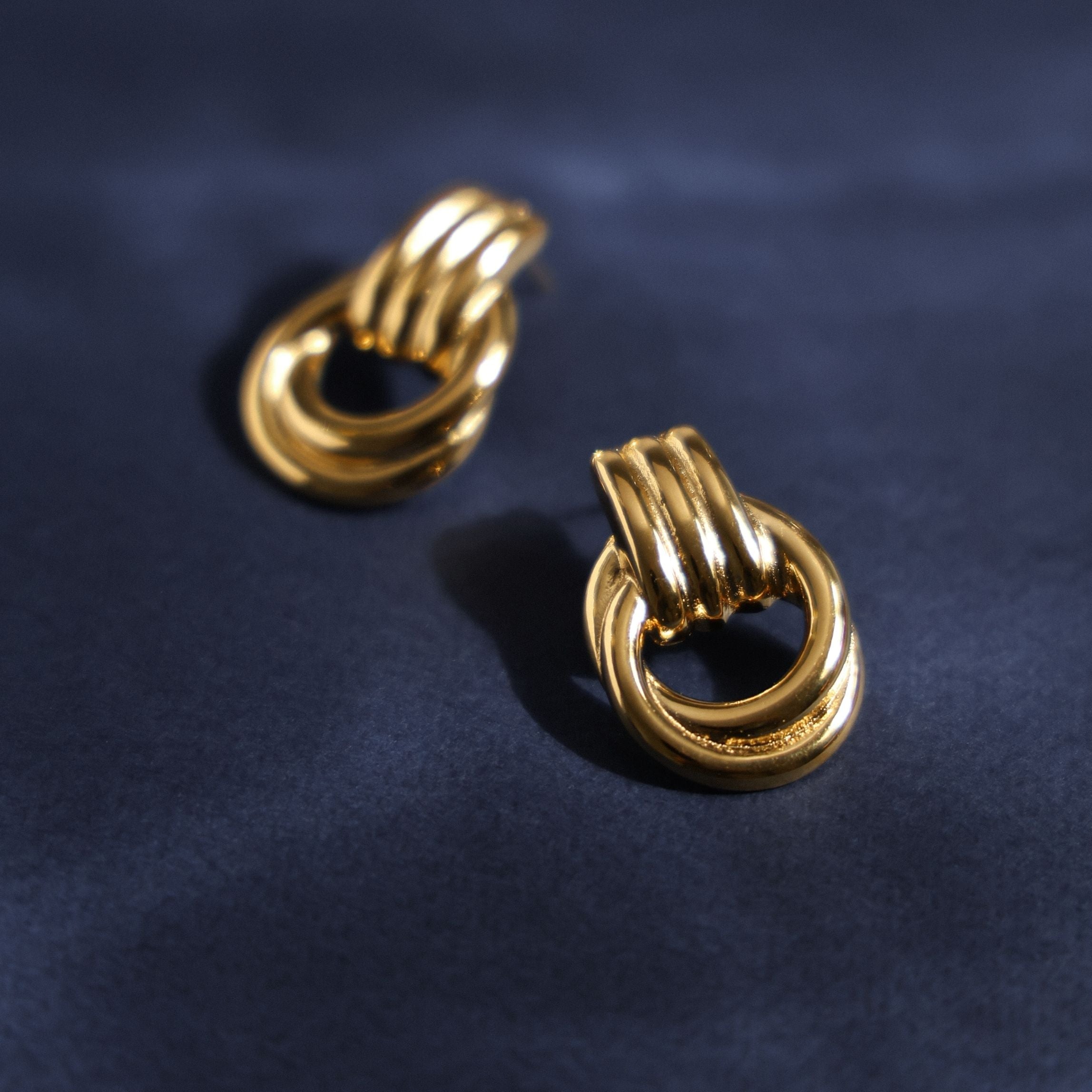 18K Gold Plated Sculptural Chunky Architectural Hoops