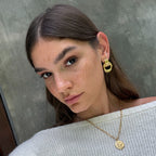 18K Gold Plated Sculptural Chunky Architectural Hoops