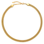 18K Gold Plated Wide Mesh Woven Choker Necklace Waterproof