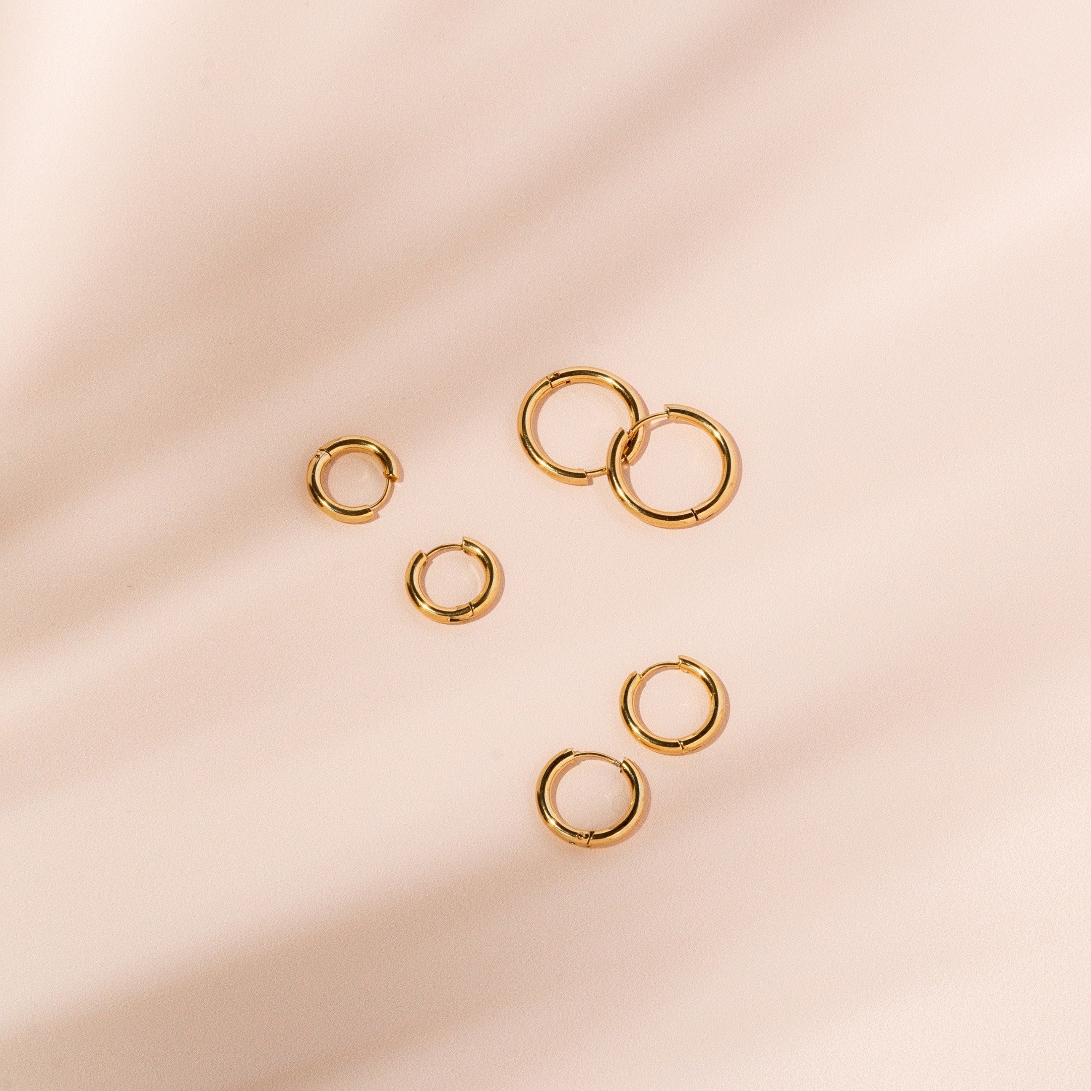 18K Gold Plated Classic Hoop Earrings 3 Sizes
