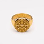 18K Gold Plated Golden Sun Signet Ring