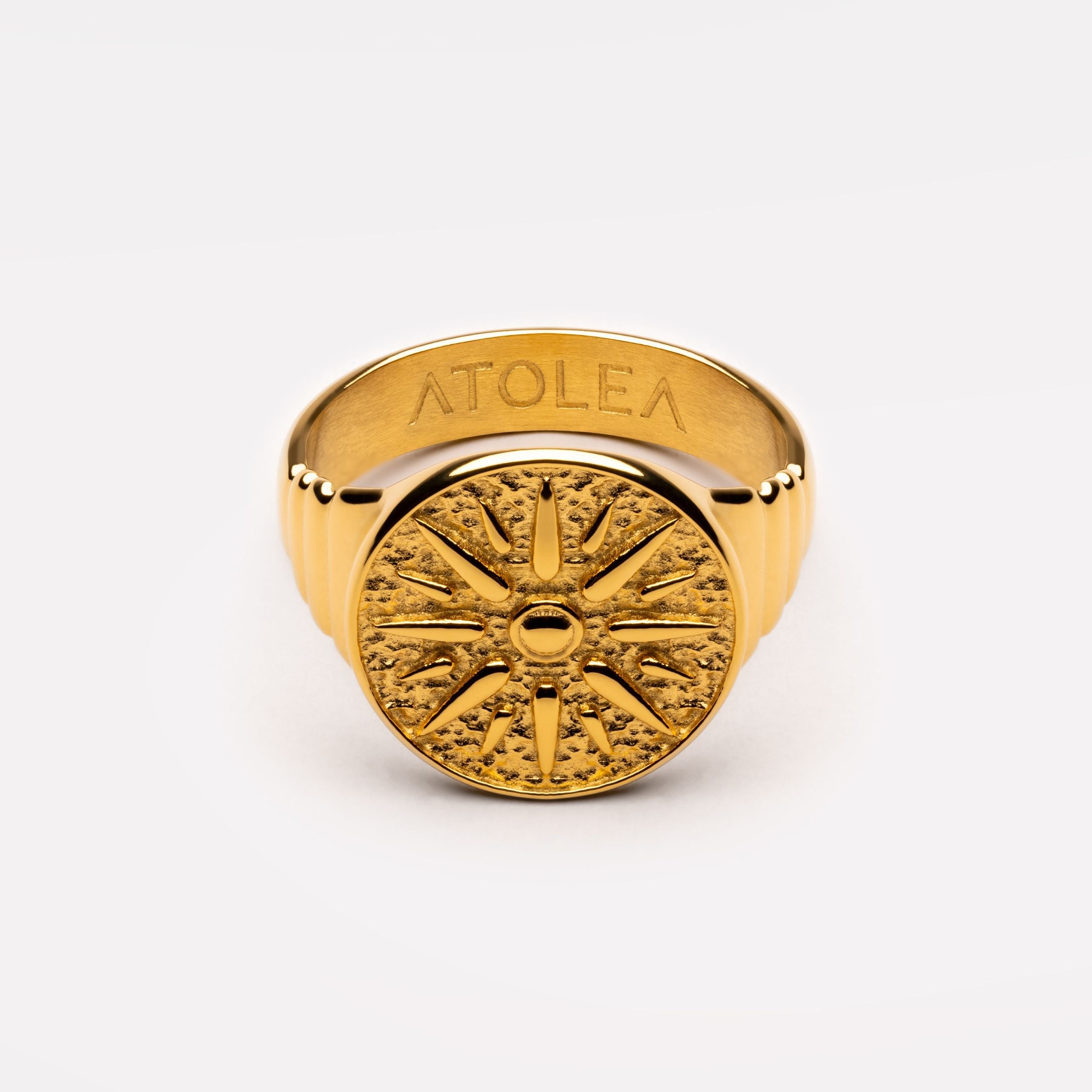 18K Gold Plated Golden Sun Signet Ring