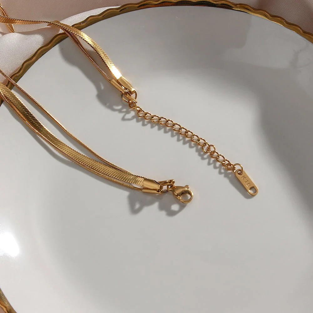 Celina Triple Layered Chain Necklace Gold Plated 18K