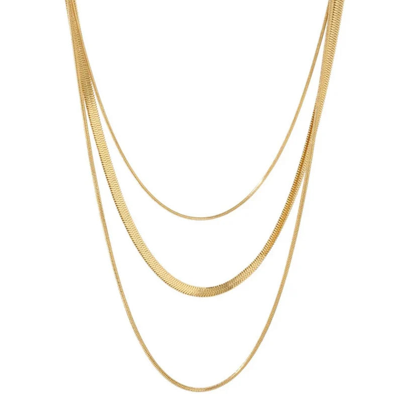Celina Triple Layered Chain Necklace Gold Plated 18K