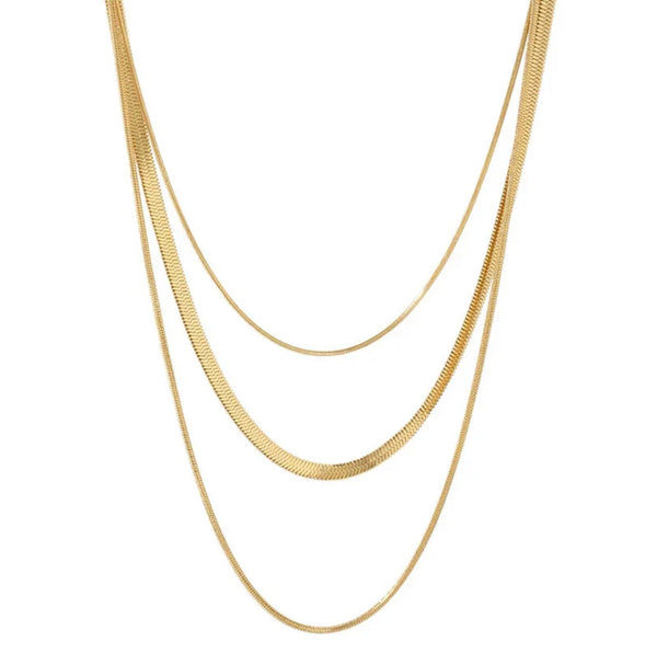 Celina Triple Layered Chain Necklace Gold Plated 18K
