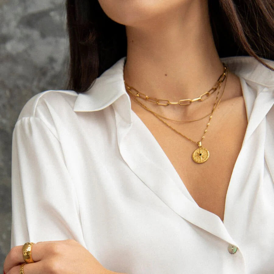 Compass Star Necklace Gold Plated 18K