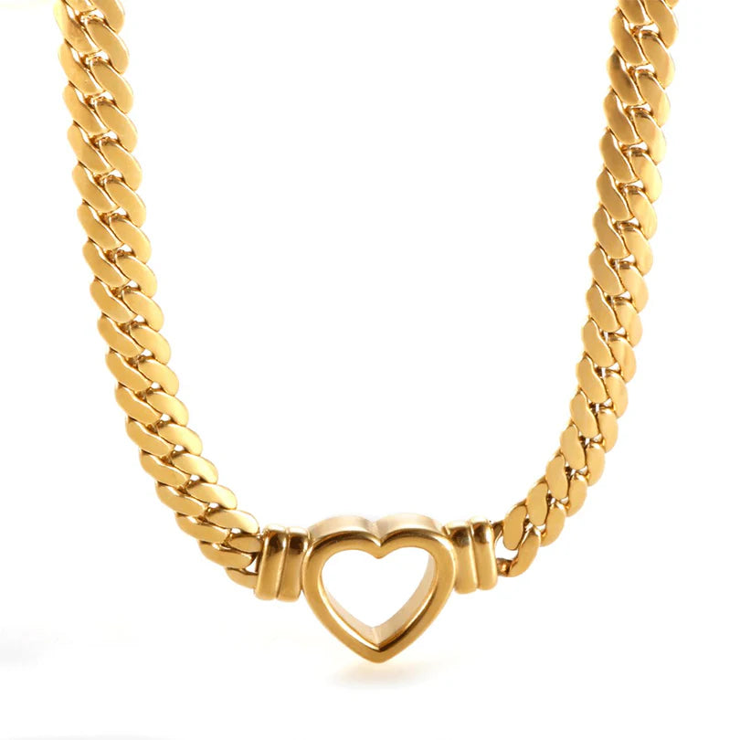 Minimalist Heart Choker Necklace Gold Plated 18K