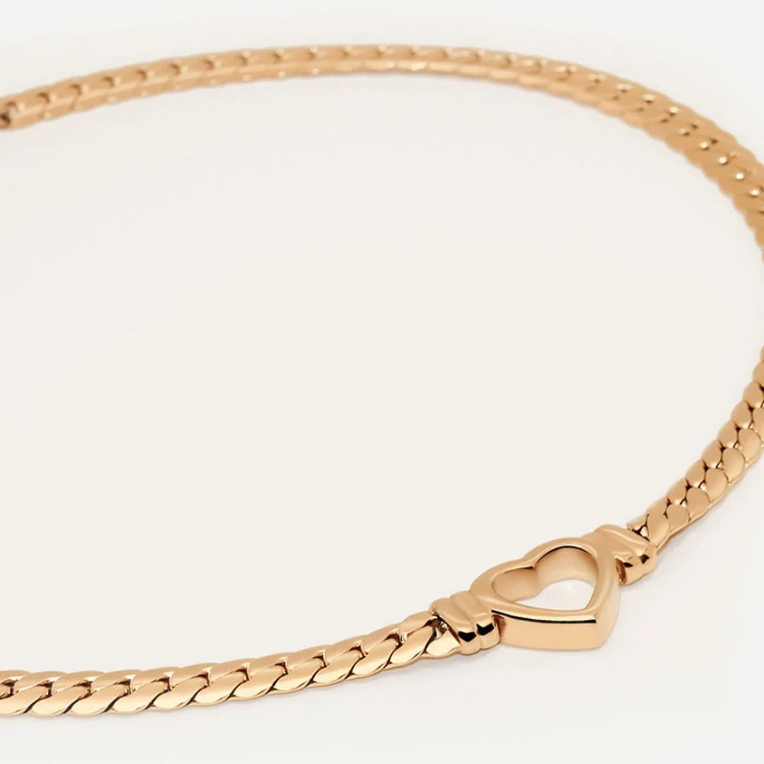 Minimalist Heart Choker Necklace Gold Plated 18K