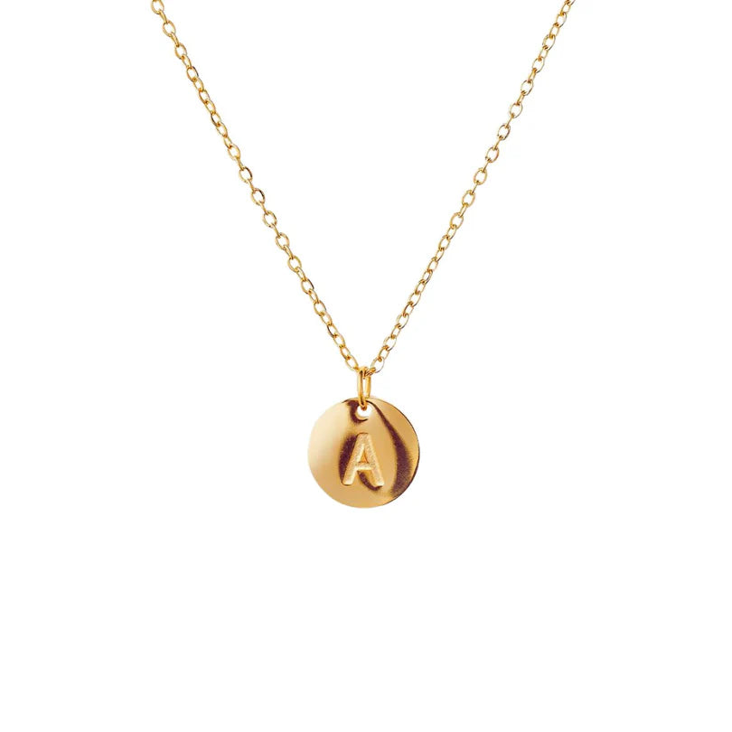 Minimalist Initial Letter Necklace Gold Plated 18K