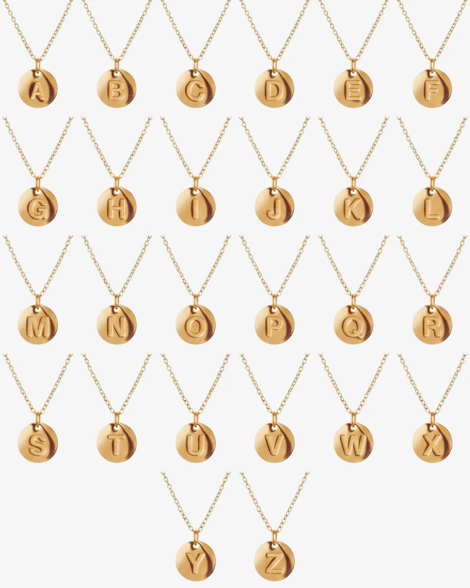 Minimalist Initial Letter Necklace Gold Plated 18K