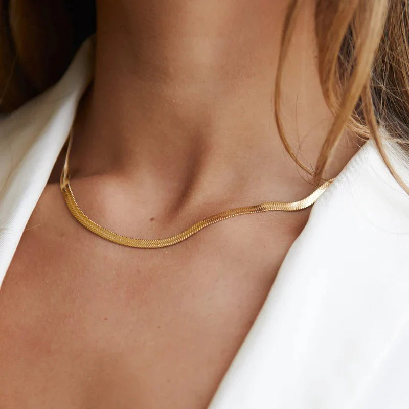 Golden Snake Chain Necklace Gold Plated 18K