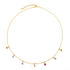 18K Gold Plated Colorful Floral Charm Choker Necklace