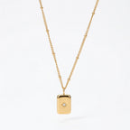 18K Gold Plated North Star Rectangle Tag Pendant Necklace