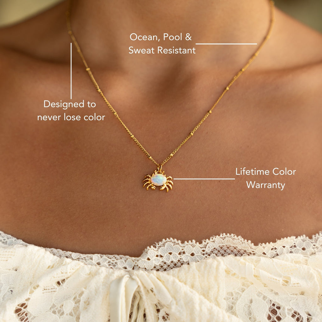 18K Gold Plated Crab Pendant Necklace Waterproof