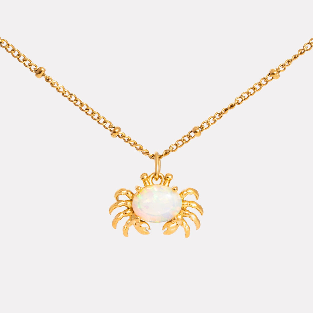 18K Gold Plated Crab Pendant Necklace Waterproof