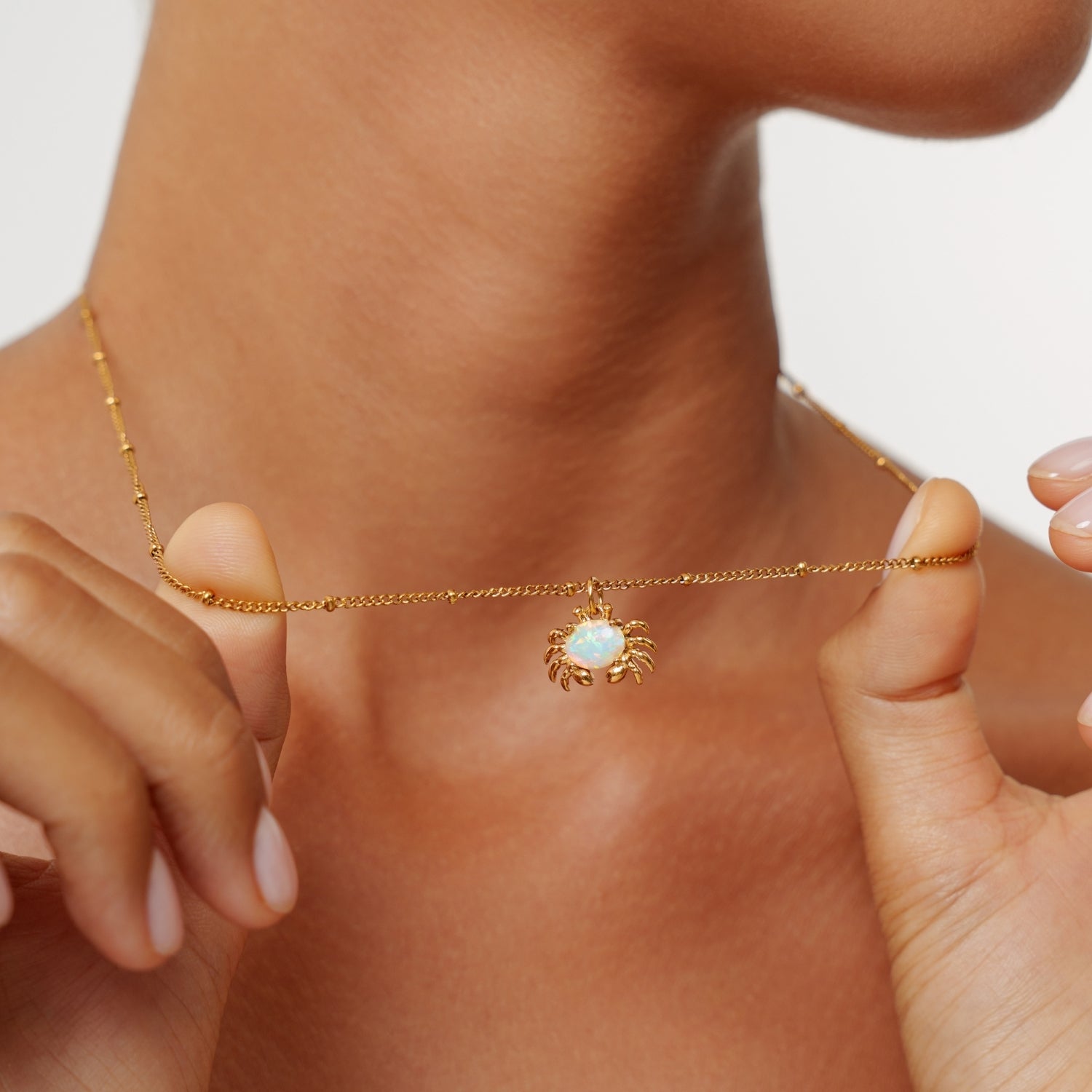 18K Gold Plated Crab Pendant Necklace Waterproof