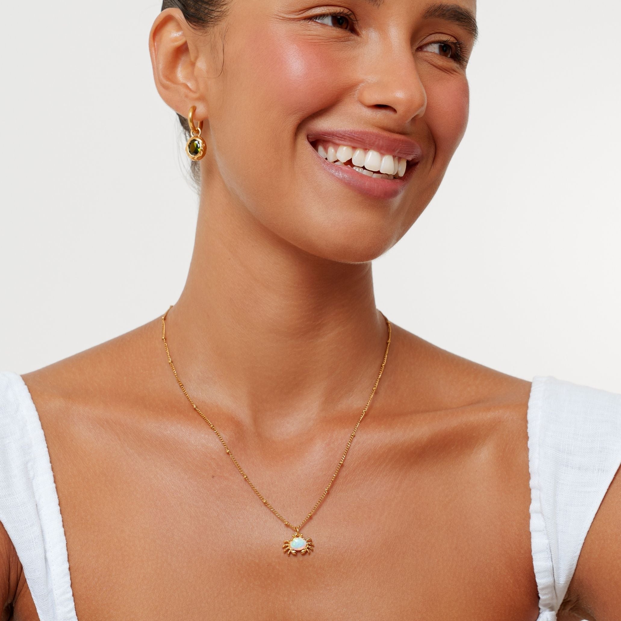 18K Gold Plated Crab Pendant Necklace Waterproof