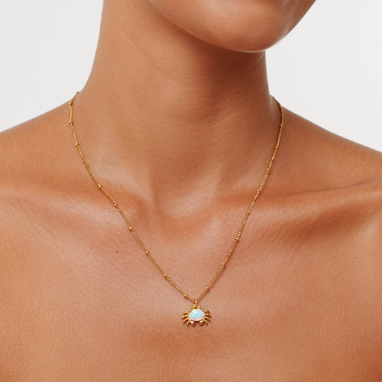 18K Gold Plated Crab Pendant Necklace Waterproof