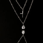 18K Gold Plated Minimalist Cross Pendant Satellite Chain Necklace
