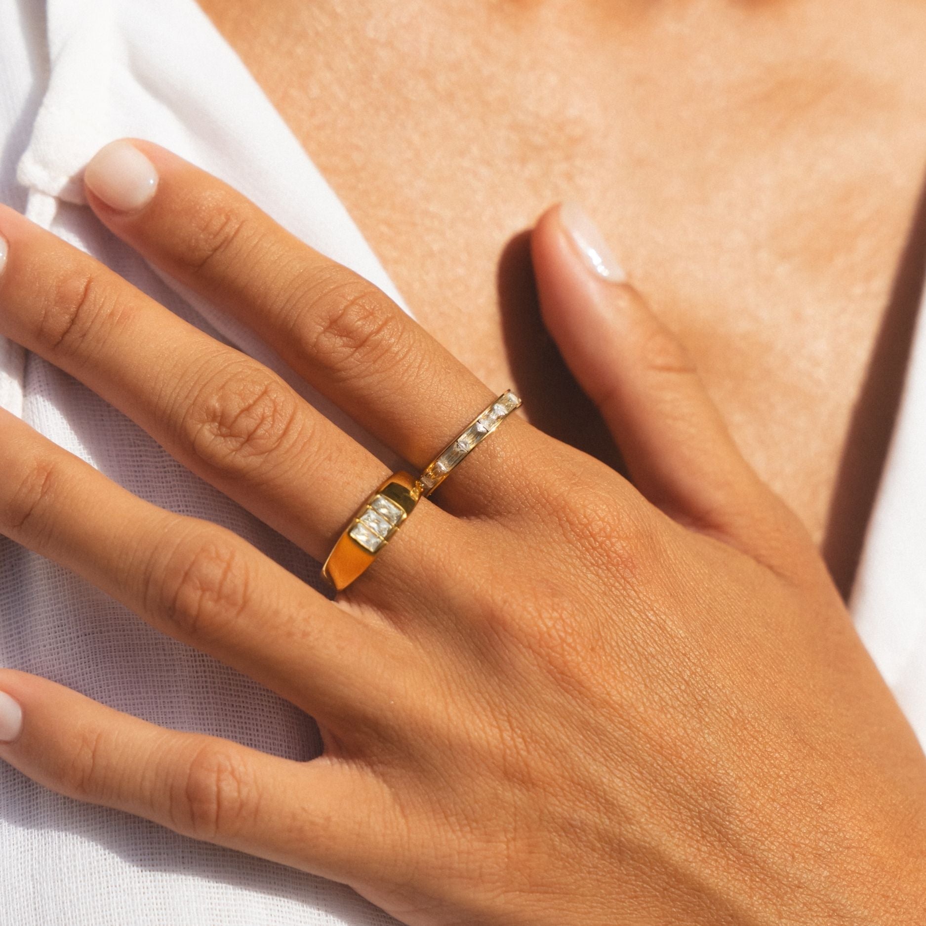 18K Gold Plated Elysia Baguette Zircon Eternity Ring