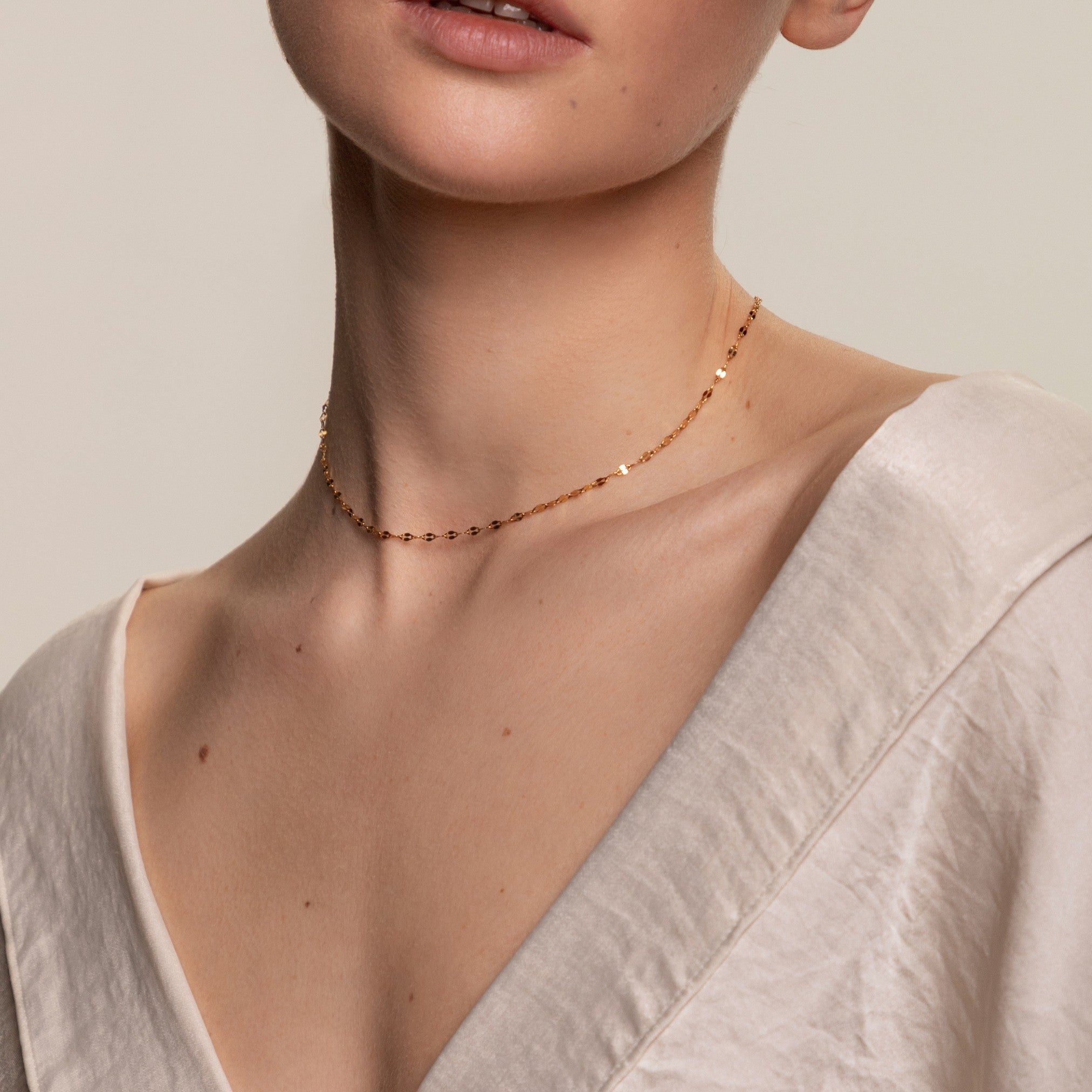 18K Gold Plated Dainty Chain Choker Necklace Waterproof