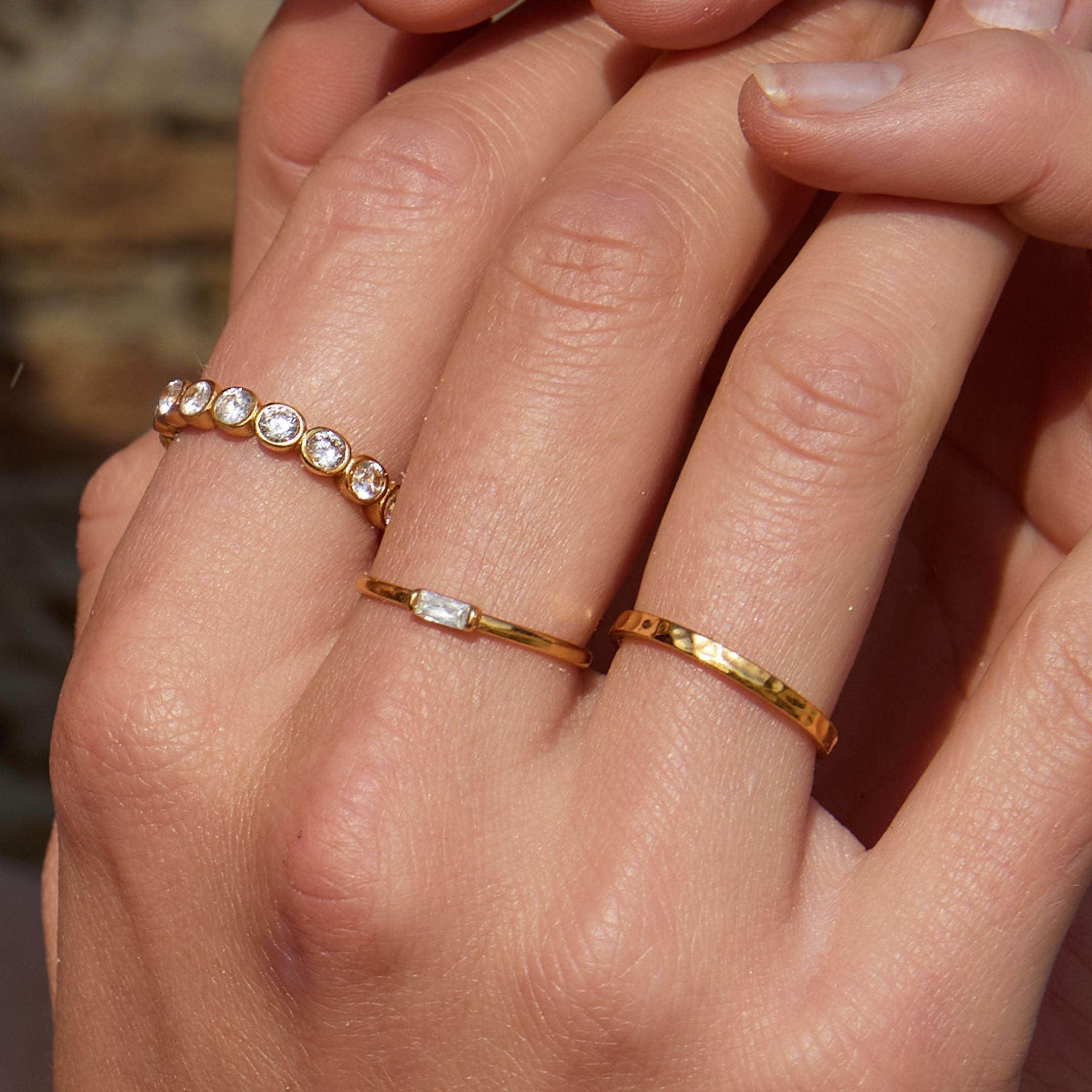 18K Gold Plated Dainty Crystal Zircon Solitaire Ring