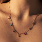18K Gold Plated Colorful Floral Charm Choker Necklace