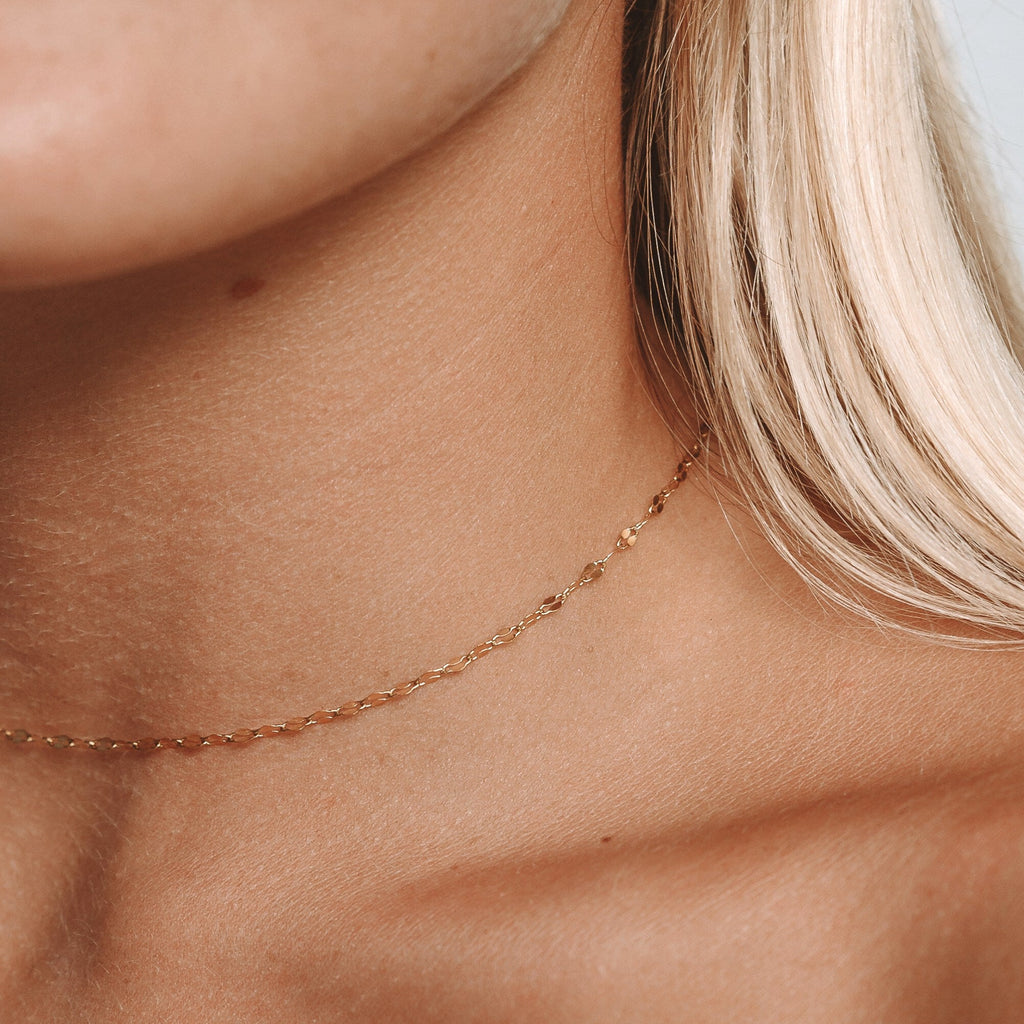 18K Gold Plated Dainty Chain Choker Necklace Waterproof