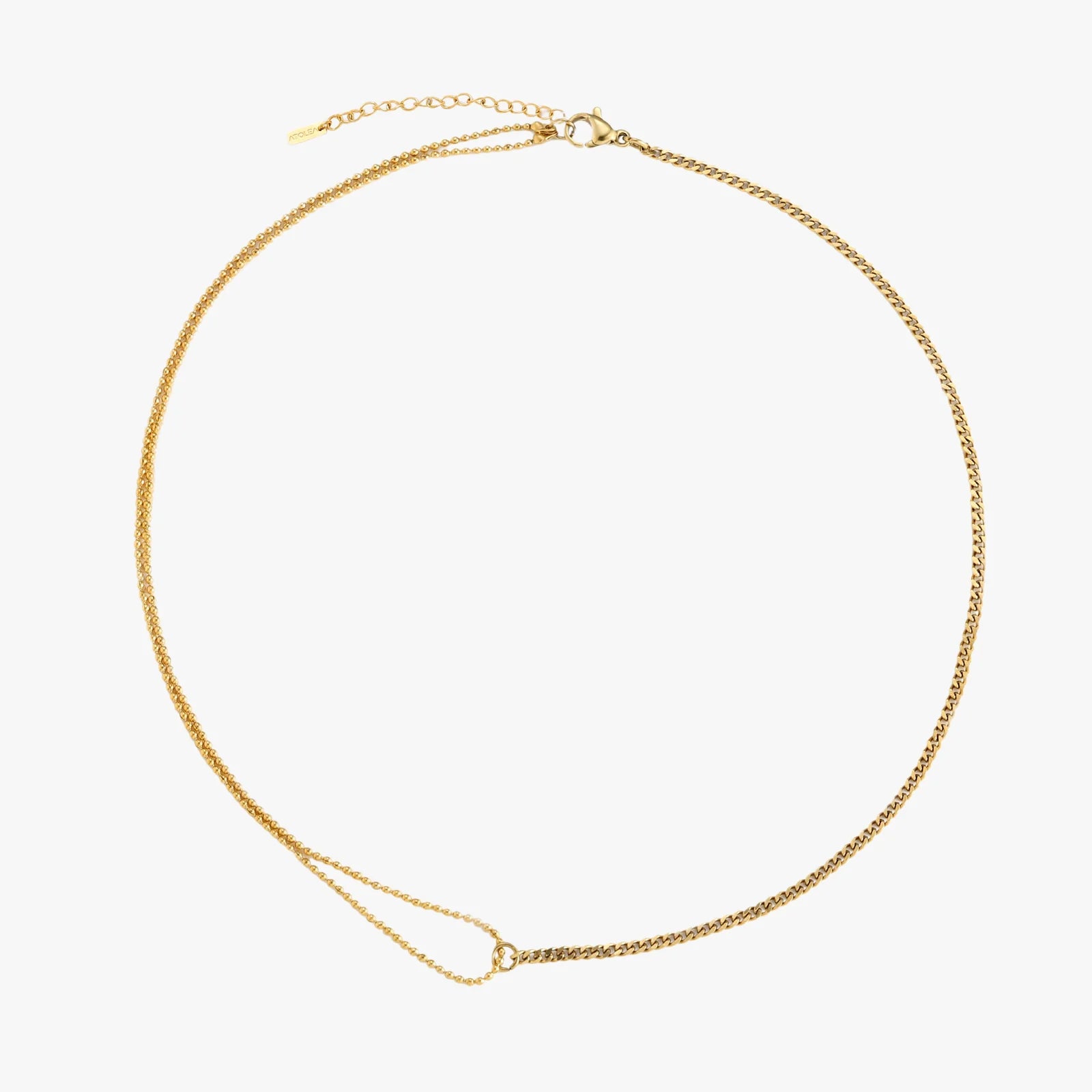 18K Gold Plated Double Chain Curb & Satellite Choker Necklace