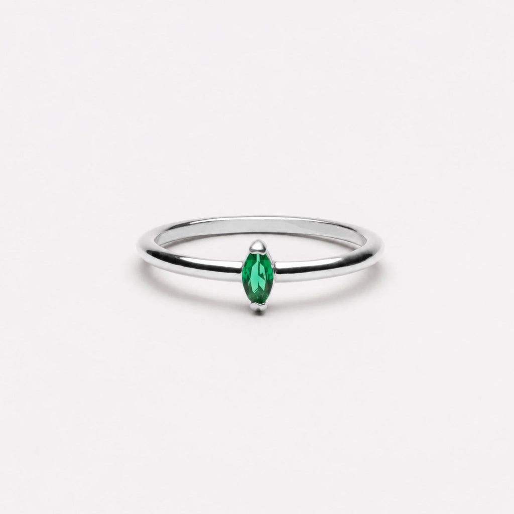 18K Gold Plated Dainty Emerald Green Zircon Ring