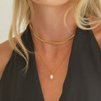 Herringbone Choker & Baroque Pearl Pendant Bundle Set