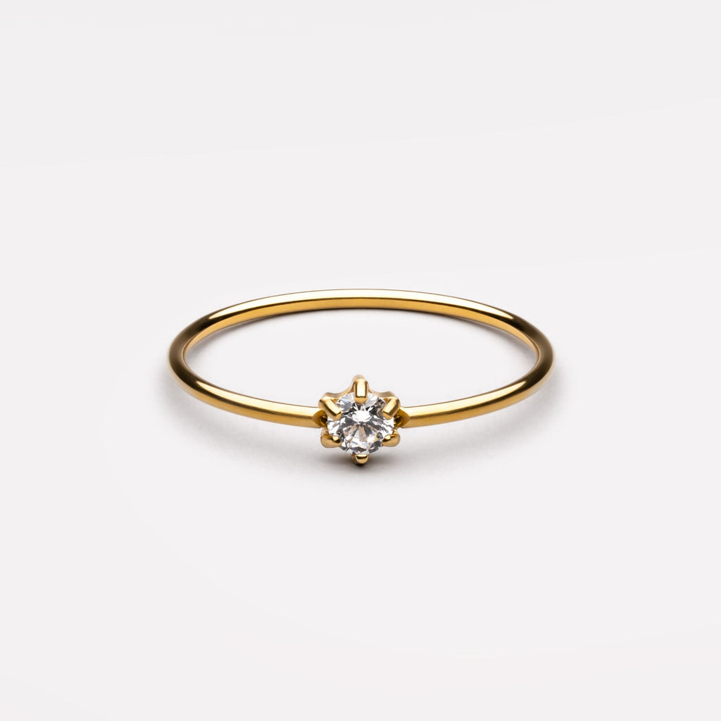 18K Gold Plated Elvia Moissanite Dainty Ring
