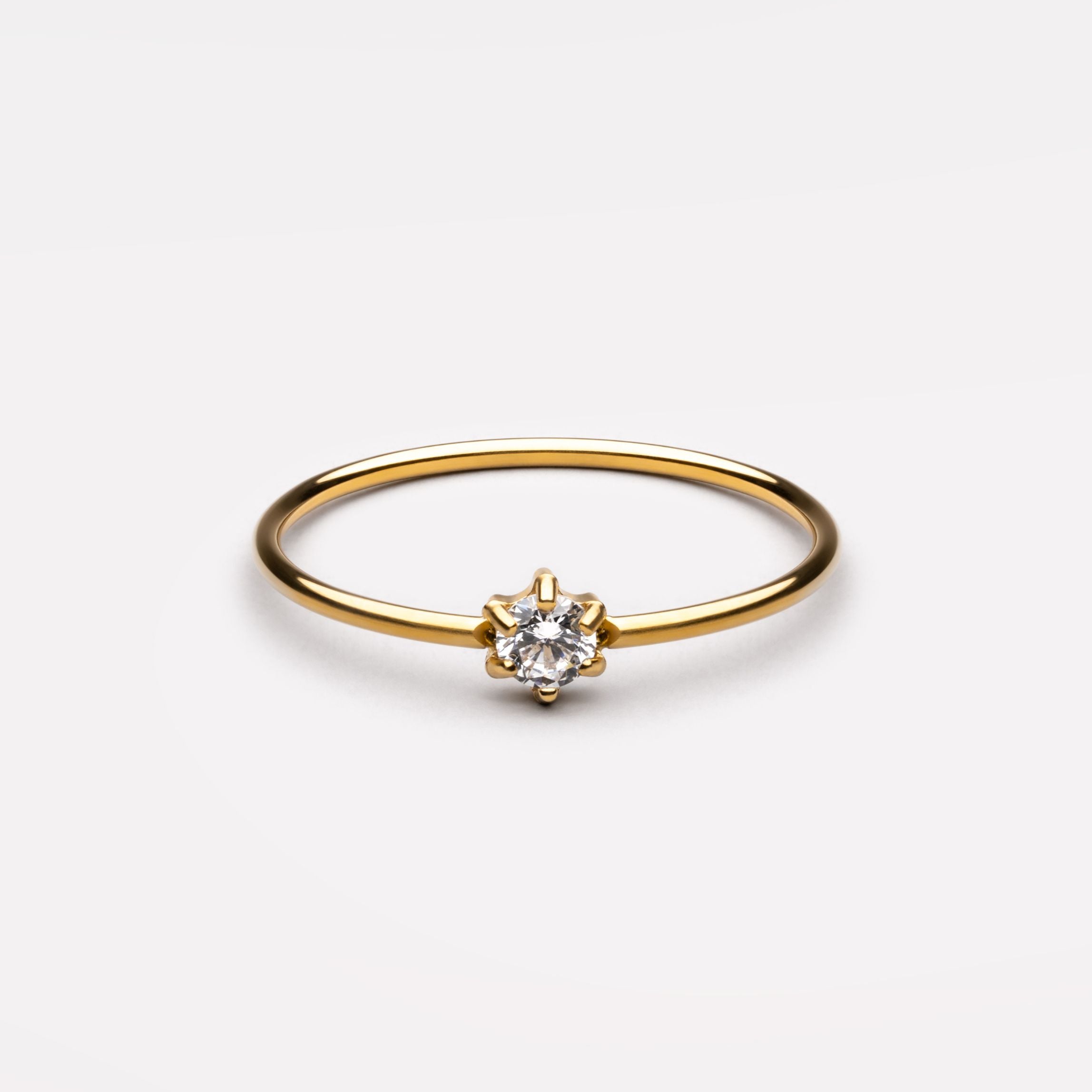 18K Gold Plated Elvia Moissanite Dainty Ring