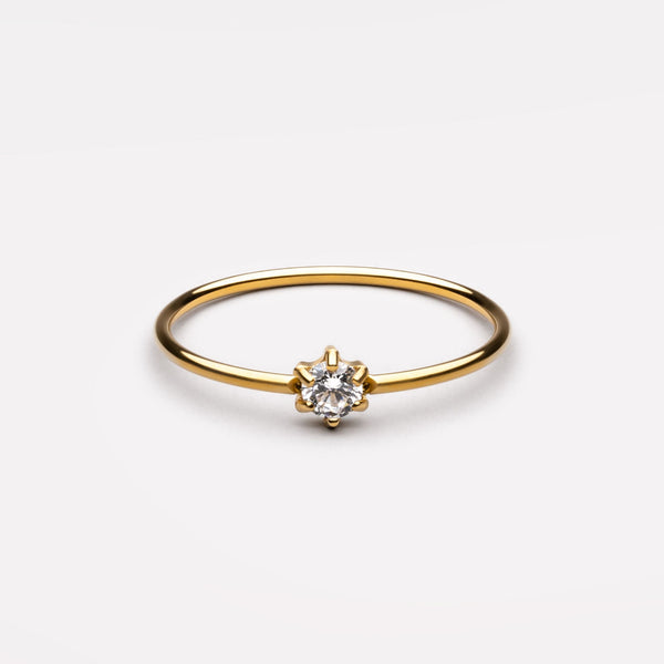 18K Gold Plated Elvia Moissanite Dainty Ring