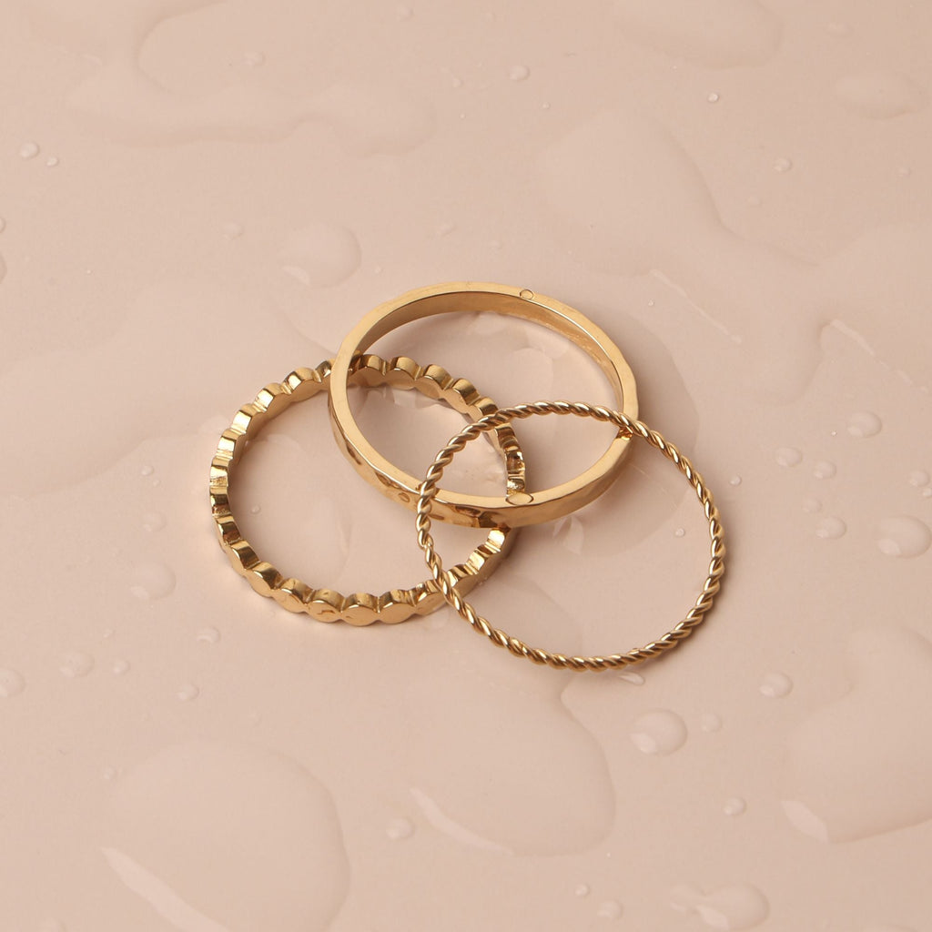 18K Gold Plated Daily Stacking Ring Set of 3