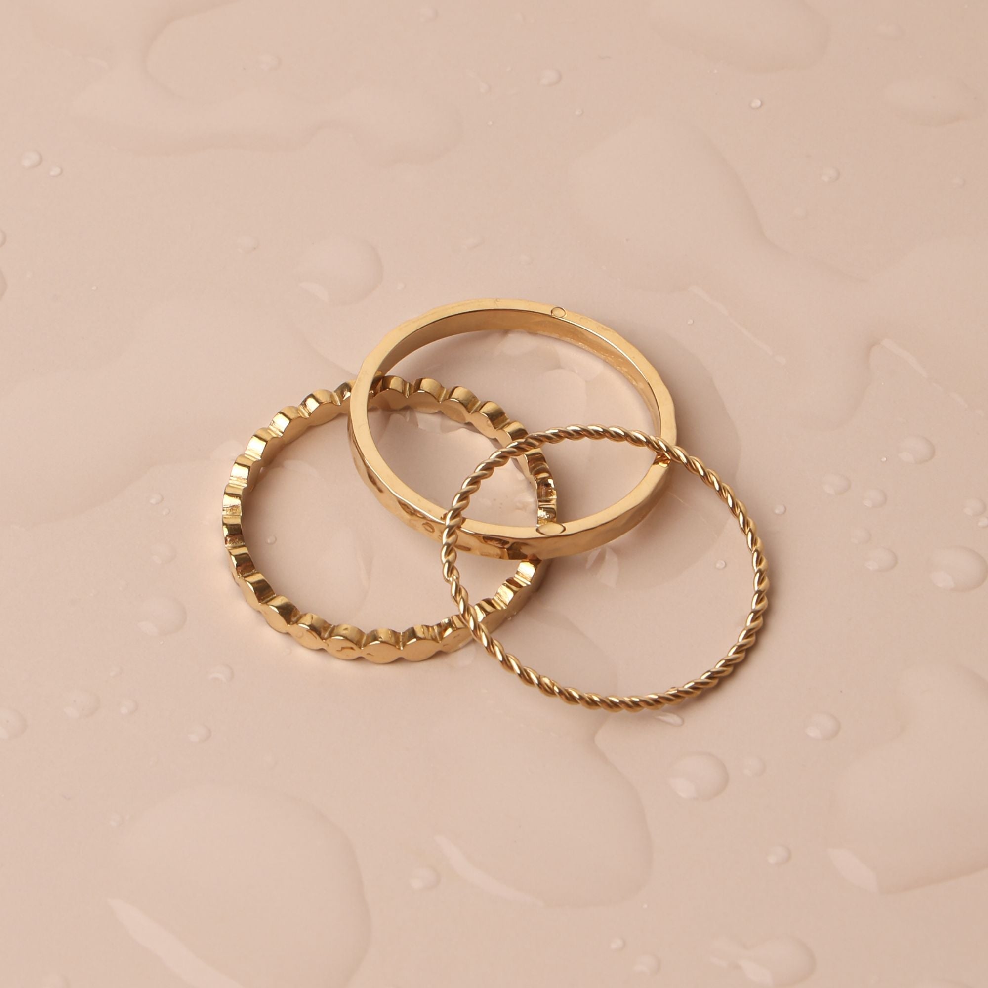 18K Gold Plated Daily Stacking Ring Set of 3