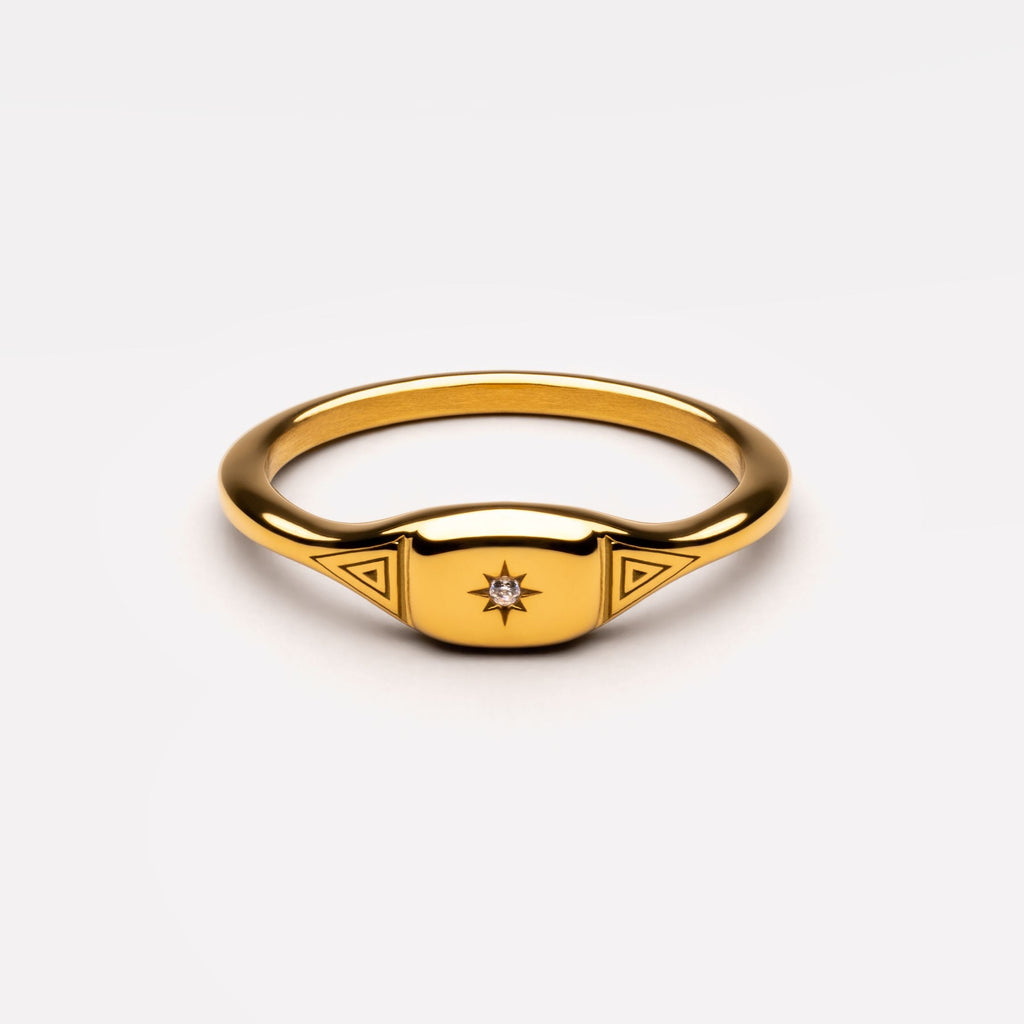 18K Gold Plated Starlight Heirloom Signet Ring