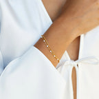 18K Gold Plated White Enamel Double Bracelet Set