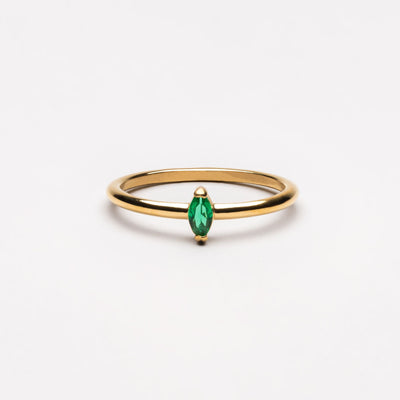 18K Gold Plated Dainty Emerald Green Zircon Ring