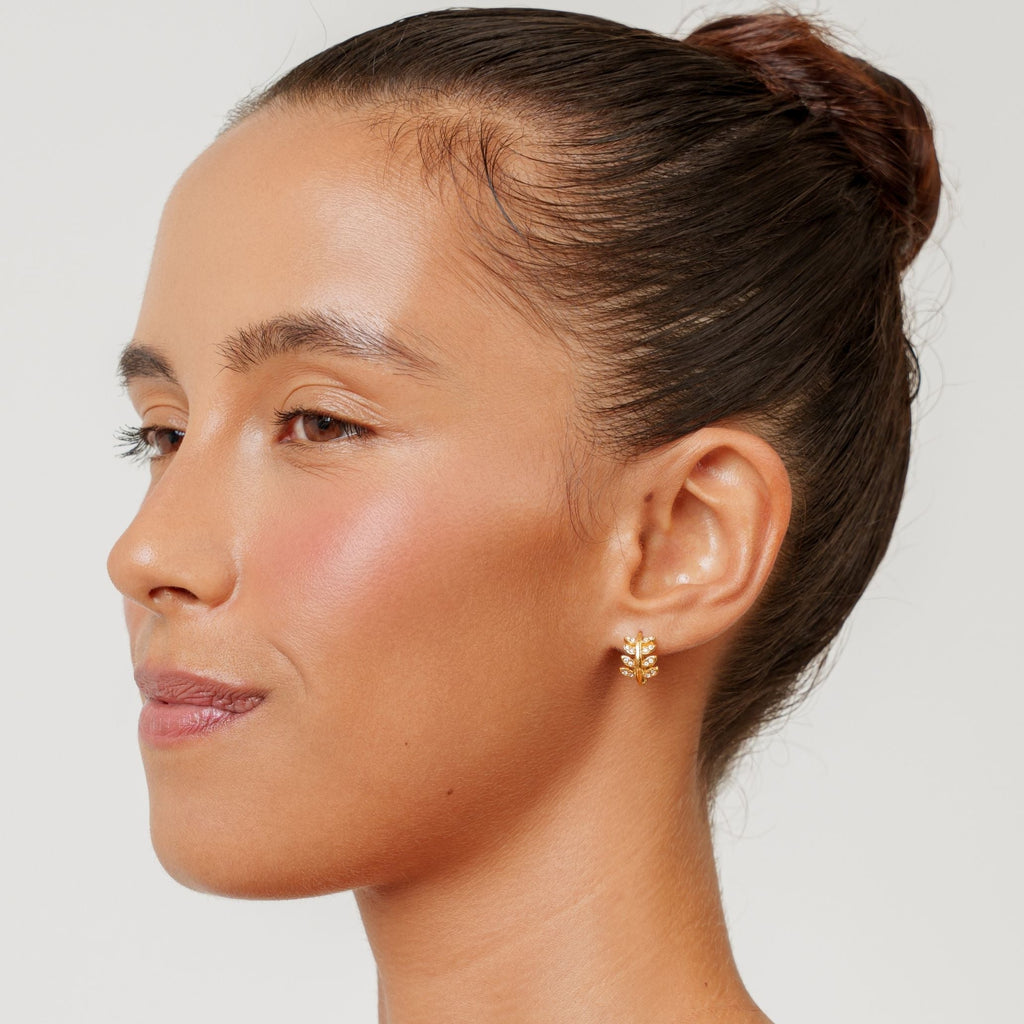 18K Gold Plated Laurel Leaf Hoop Earrings