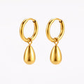18K Gold Plated Sculptural Drop Hoop Earrings