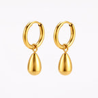 18K Gold Plated Sculptural Drop Hoop Earrings
