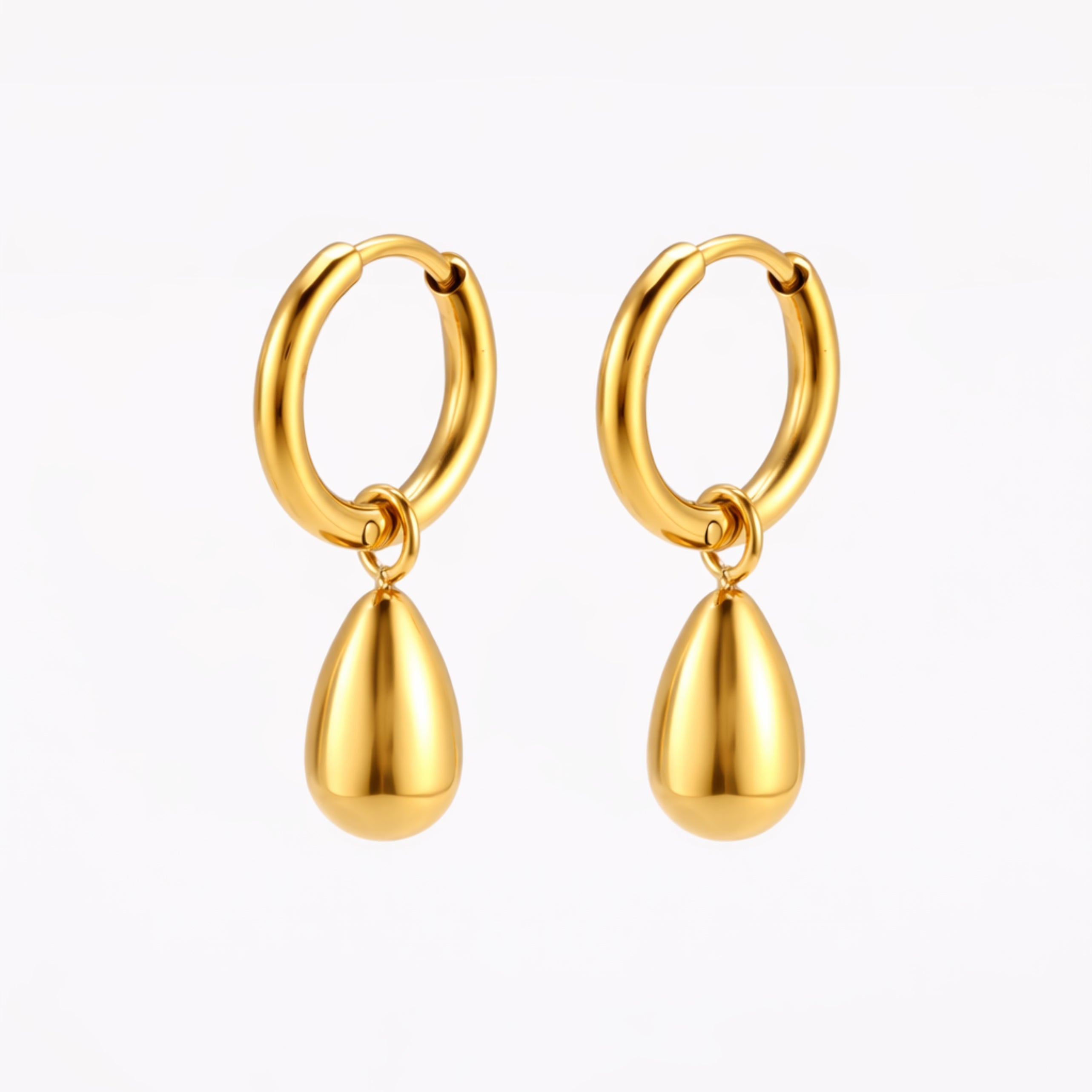 18K Gold Plated Sculptural Drop Hoop Earrings