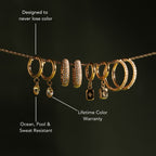 18K Gold Plated Rosé Stone Oval Drop Hoop Earrings