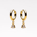 18K Gold Plated Zircon Sparkle Drop Hoop Earrings