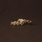18K Gold Plated Beaded Diamond Gemstone Huggie Hoops